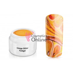Gel UV Jolifin cu sclipici Orange Glitter 5 ml + 1 Pigment Oglinda Cadou